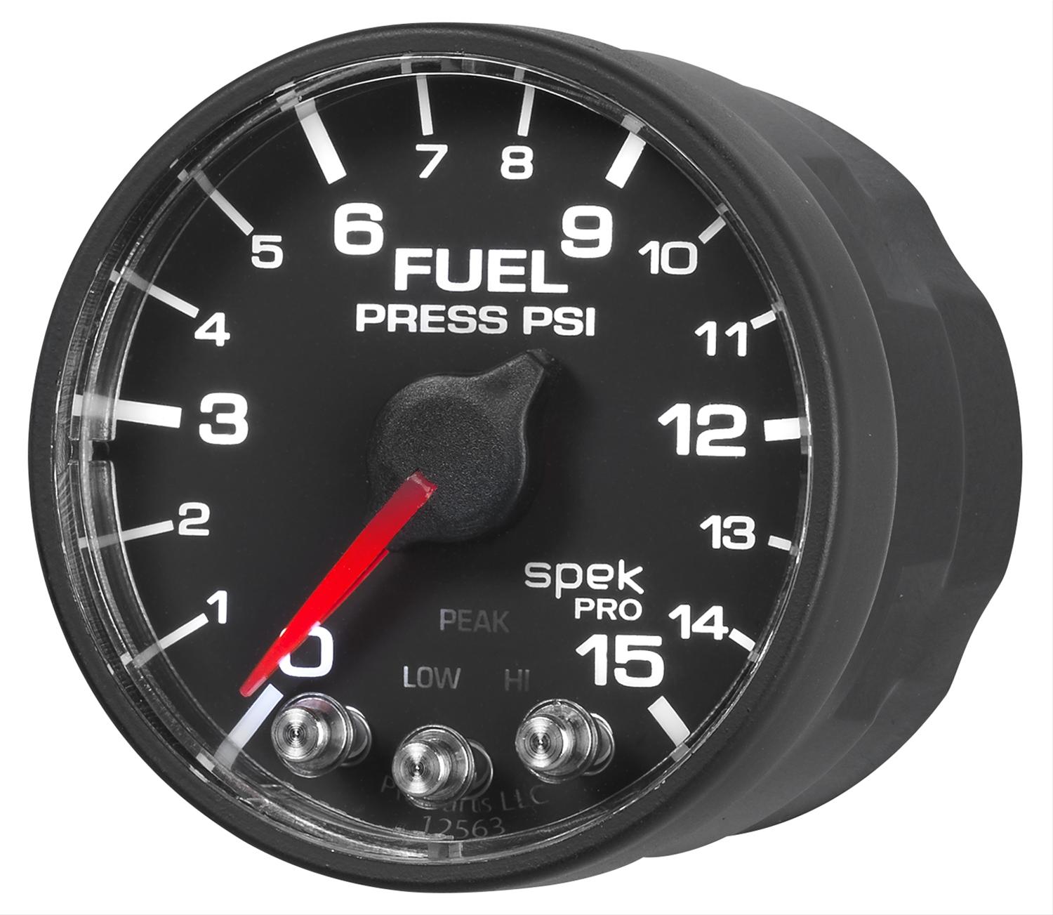Autometer Spek-Pro Gauge Fuel Press 2 1/16in 15psi Stepper Motor W/Peak & Warn Blk/Blk thumbnail 2