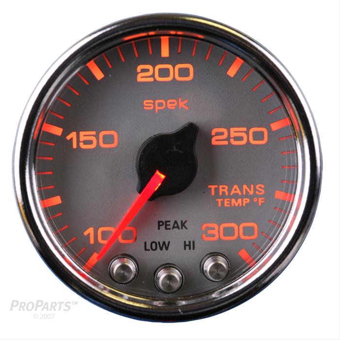 Autometer Spek-Pro Gauge Trans Temp 2 1/16in 300f Stepper Motor W/Peak & Warn Slvr/Chrm