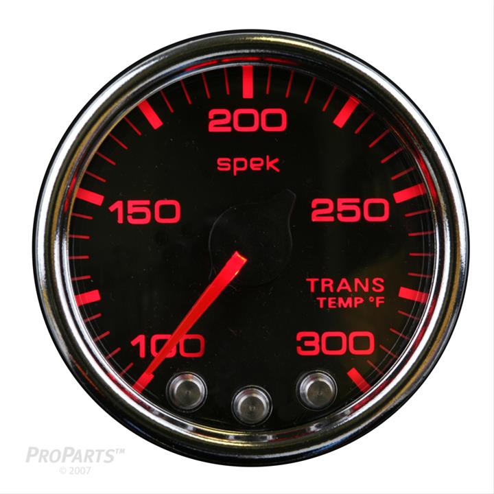 AutoMeter Spek-Pro Analog Gauges P34231 Gauges, Spek-Pro, Transmission Temperature, 100-300 degrees F, 2 1/16 in., Black Face, Multicolor Numbers, Chrome Bezel, Analog, Electrical, Each