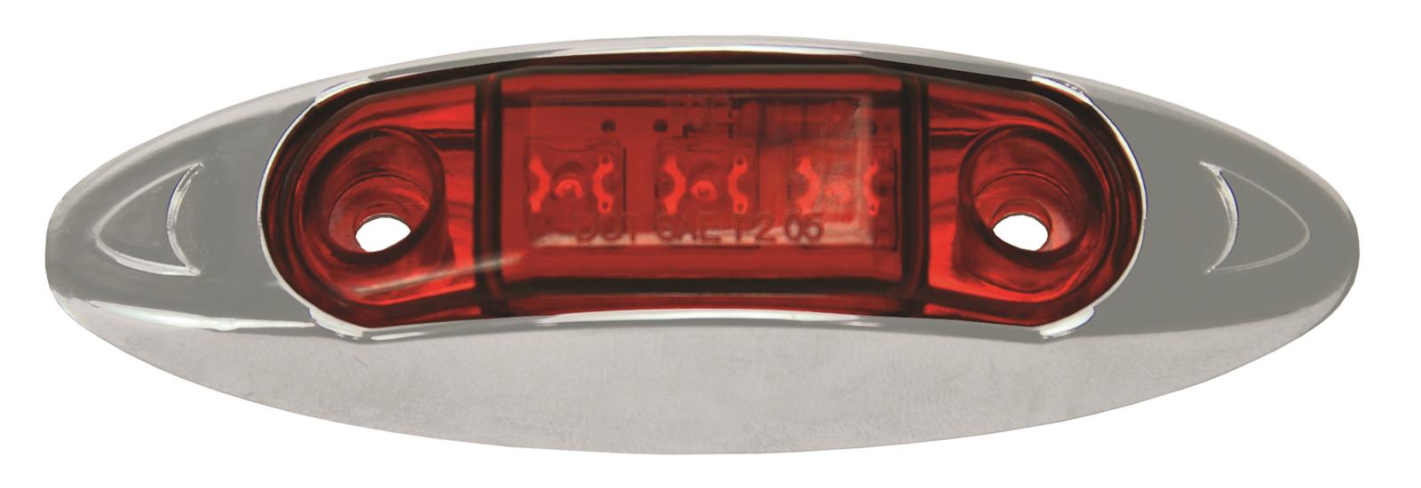 Pacer Performance LED Individual Lights 20-621 Auxiliary Light, Marker, Red Lens, Clear Bulb, Oval, 3.938 in. Length, 1.313 in. Width, 0.75 in. Height