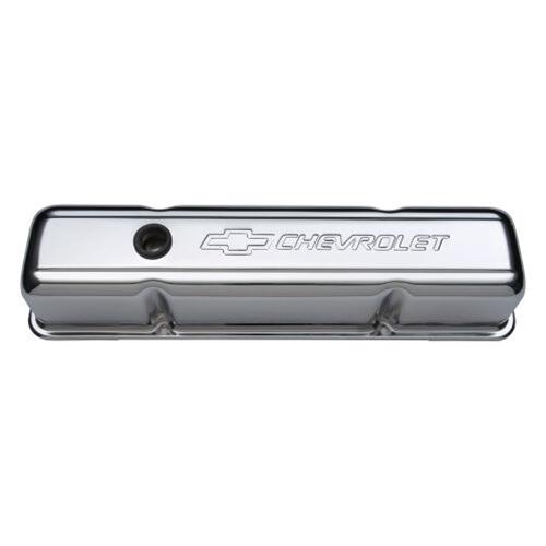 Proform Stamped Steel Chevrolet Valve Covers 141-103 Covers, Tall, Steel, Chrome, Logo, Chevy, Small Block, Pair