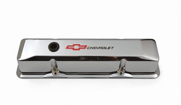 Proform GM Licensed Diecast Aluminum Chevrolet Valve Covers 141-117 Covers, Tall, Cast Aluminum, Chrome, Logo, Chevy, Small Block, Pair thumbnail 2
