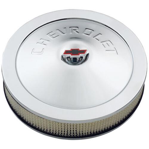 Proform GM Licensed Chevrolet Air Cleaner Kits 141-302 Filter Assembly, 14 in. Diameter, Round, Steel, Chrome, Chevy Logo, 3 in. Filter Height, Each