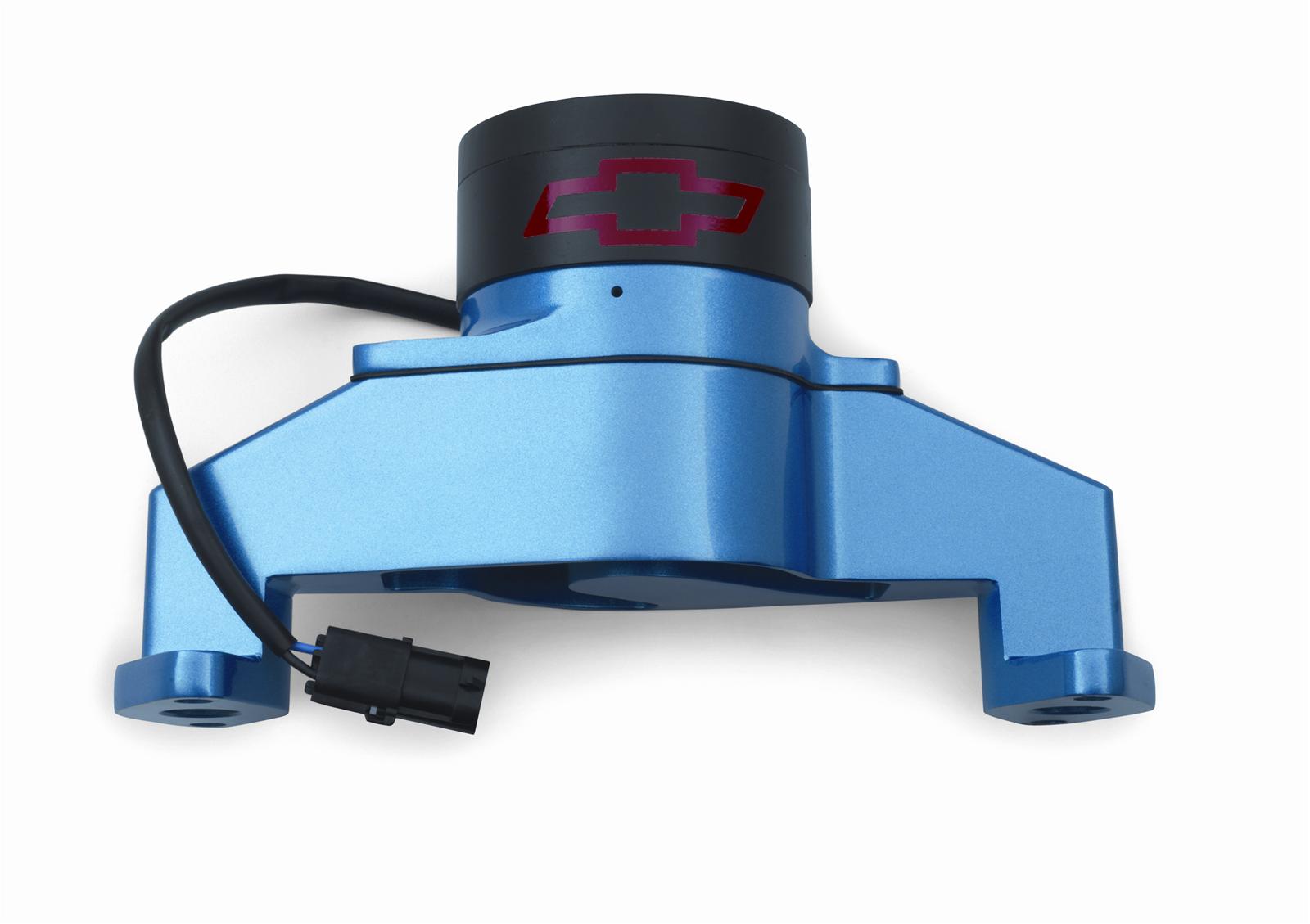 Proform Electric Water Pumps 141-673 Pump, Electric, 35 gpm, Die-Cast Aluminum, Blue Powdercoated, Red Bowtie Emblem, Chevy, Big Block, Each