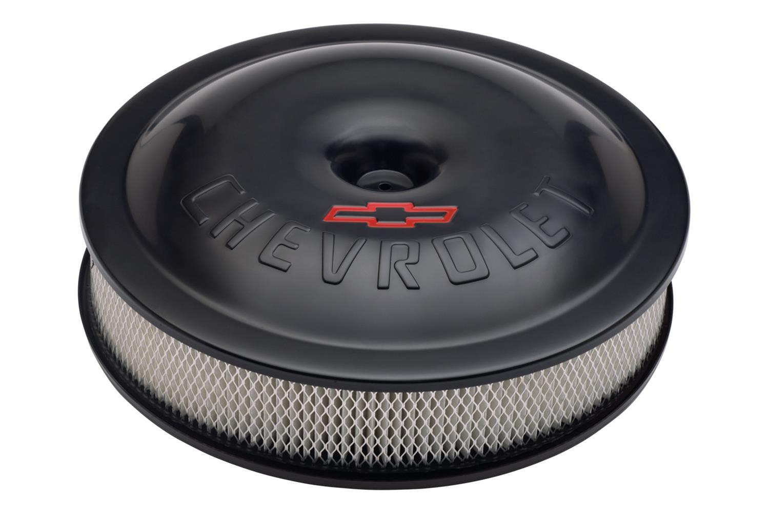 Proform Super-Light Aluminum Air Cleaners 141-692 Filter Assembly, Aluminum, Round, Black, Bowtie Emblem, 14 in. Diameter, 3 in. Tall, Each