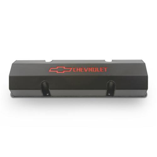 Proform GM Licensed Super-Light Fabricated Aluminum Valve Covers 141-802 Covers, Aluminum, Tall, Black, Chevy Logo, Chevy, Small Block, Pair