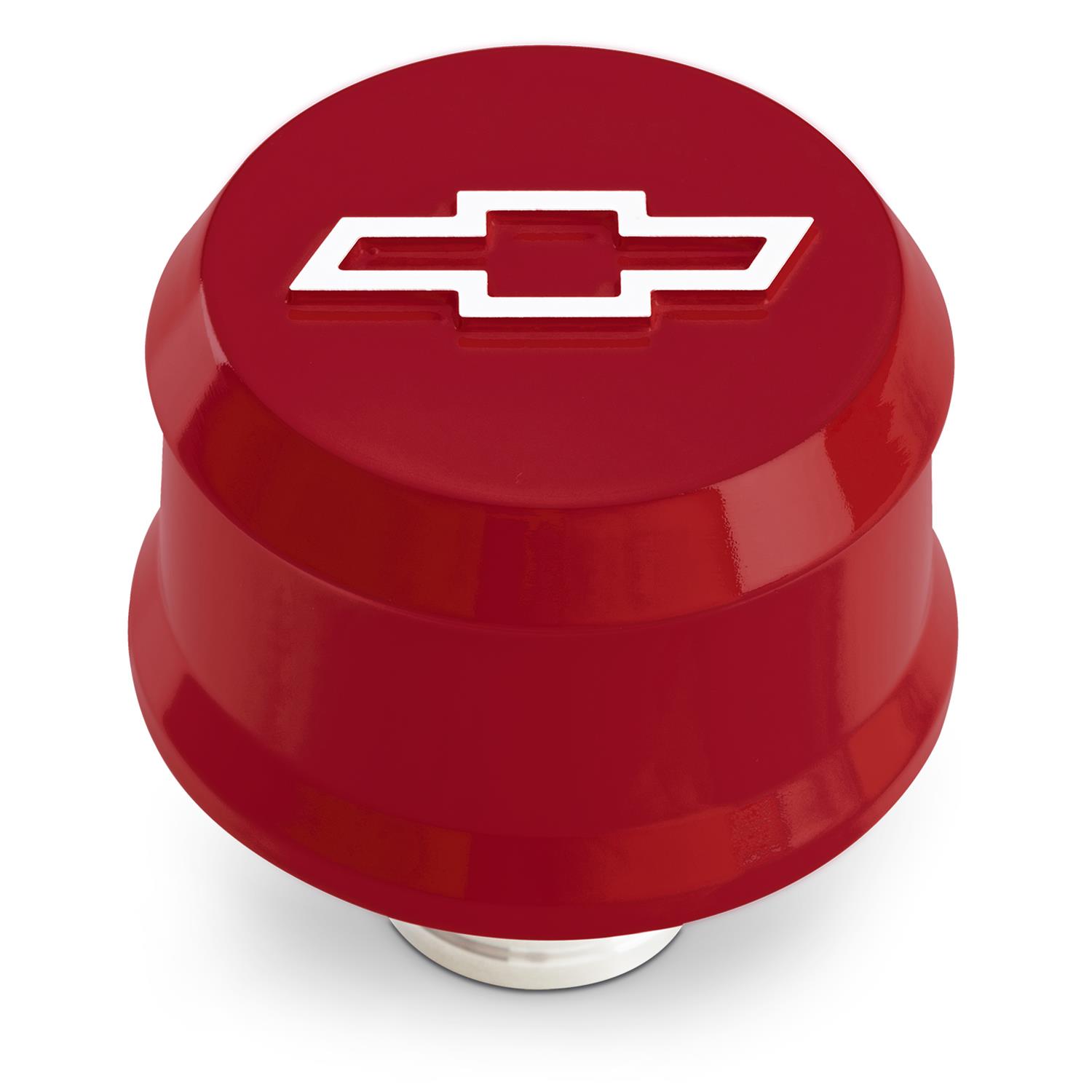 Proform Slant Edge Aluminum Breather Caps 141-863 Valve Cover Breather, Edge, Push-In, 1.220 in. Hole Size, Round, Aluminum, Red, Gloss, Bowtie Emblem, 2.500 in. Diameter, Each thumbnail 2