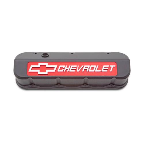 Proform GM Licensed Slant Edge Valve Covers 141-867 Covers, Covers, Tall, Perimeter Bolt Mounting, Aluminum, Black Powdercoat, Chevrolet Logo, Chevy, Big Block, Pair thumbnail 2