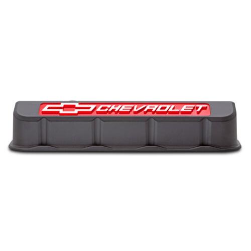 Proform GM Licensed Slant Edge Valve Covers 141-867 Covers, Covers, Tall, Perimeter Bolt Mounting, Aluminum, Black Powdercoat, Chevrolet Logo, Chevy, Big Block, Pair thumbnail 3