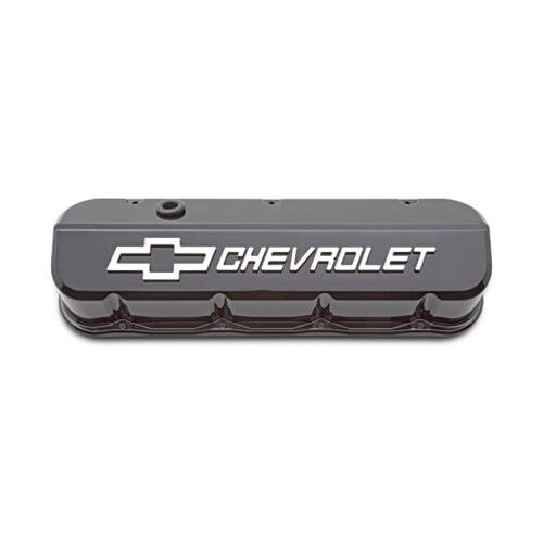 Proform GM Licensed Slant Edge Valve Covers 141-868 Covers, Edge, Tall, Perimeter Bolt, Cast Aluminum, Gloss Black Powdercoated, Chevrolet Logo Top Style, Chevrolet, Big Block, Pair thumbnail 2