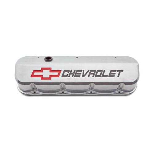 Proform GM Licensed Slant Edge Valve Covers 141-875 Covers, Edge, Tall, Perimeter Bolt, Cast Aluminum, Polished, Chevrolet Logo Top Style, Chevrolet, Big Block, Pair thumbnail 2