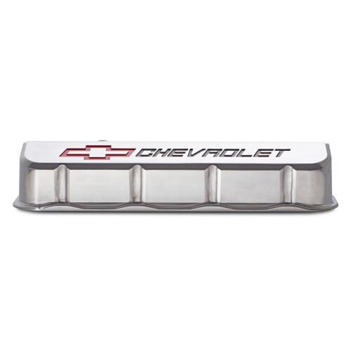 Proform GM Licensed Slant Edge Valve Covers 141-875 Covers, Edge, Tall, Perimeter Bolt, Cast Aluminum, Polished, Chevrolet Logo Top Style, Chevrolet, Big Block, Pair thumbnail 3