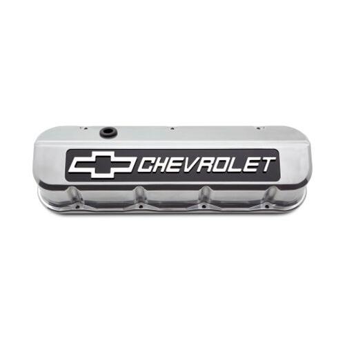 Proform GM Licensed Slant Edge Valve Covers 141-878 Covers, Edge, Tall, Perimeter Bolt, Cast Aluminum, Polished, Chevrolet Logo Top Style, Chevrolet, Big Block, Pair thumbnail 2