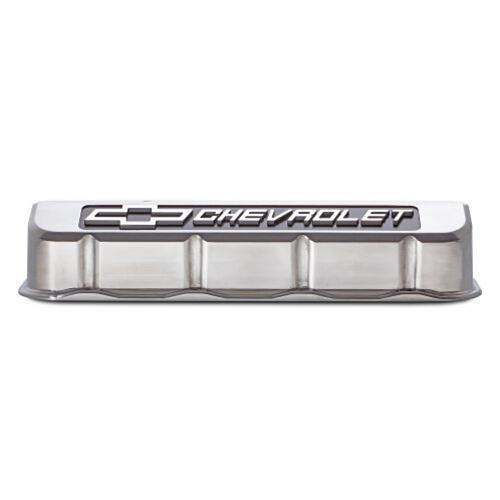 Proform GM Licensed Slant Edge Valve Covers 141-878 Covers, Edge, Tall, Perimeter Bolt, Cast Aluminum, Polished, Chevrolet Logo Top Style, Chevrolet, Big Block, Pair thumbnail 3