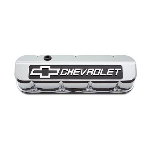 Proform GM Licensed Slant Edge Valve Covers 141-879 Covers, Covers, Tall, Perimeter Bolt Mounting, Aluminum, Chrome Powdercoat, Chevrolet Logo, Chevy, Big Block, Pair thumbnail 2