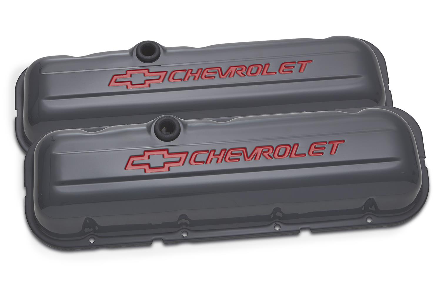 Proform Stamped Steel Chevrolet Valve Covers 141-888 Covers, Steel, Tall, Shark Gray, Bowtie Logo, Chevy, Big Block, Pair thumbnail 2