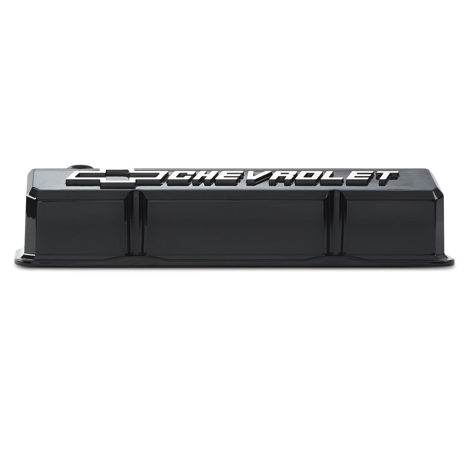 Proform GM Licensed Slant Edge Valve Covers 141-919 Covers, Cast Aluminum, Black Powdercoat, Tall, Chevrolet, Bowtie Emblem, Chevy, Small Block, Pair thumbnail 5