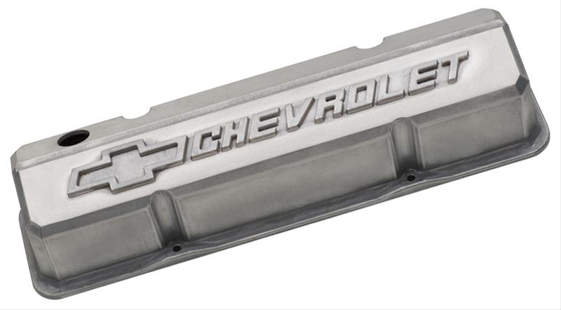 Proform GM Licensed Slant Edge Valve Covers 141-939 Covers, Slant-Edge, Tall, Perimeter Bolt Mounting Style, Chevrolet Logo, Chevy, Small Block, Pair