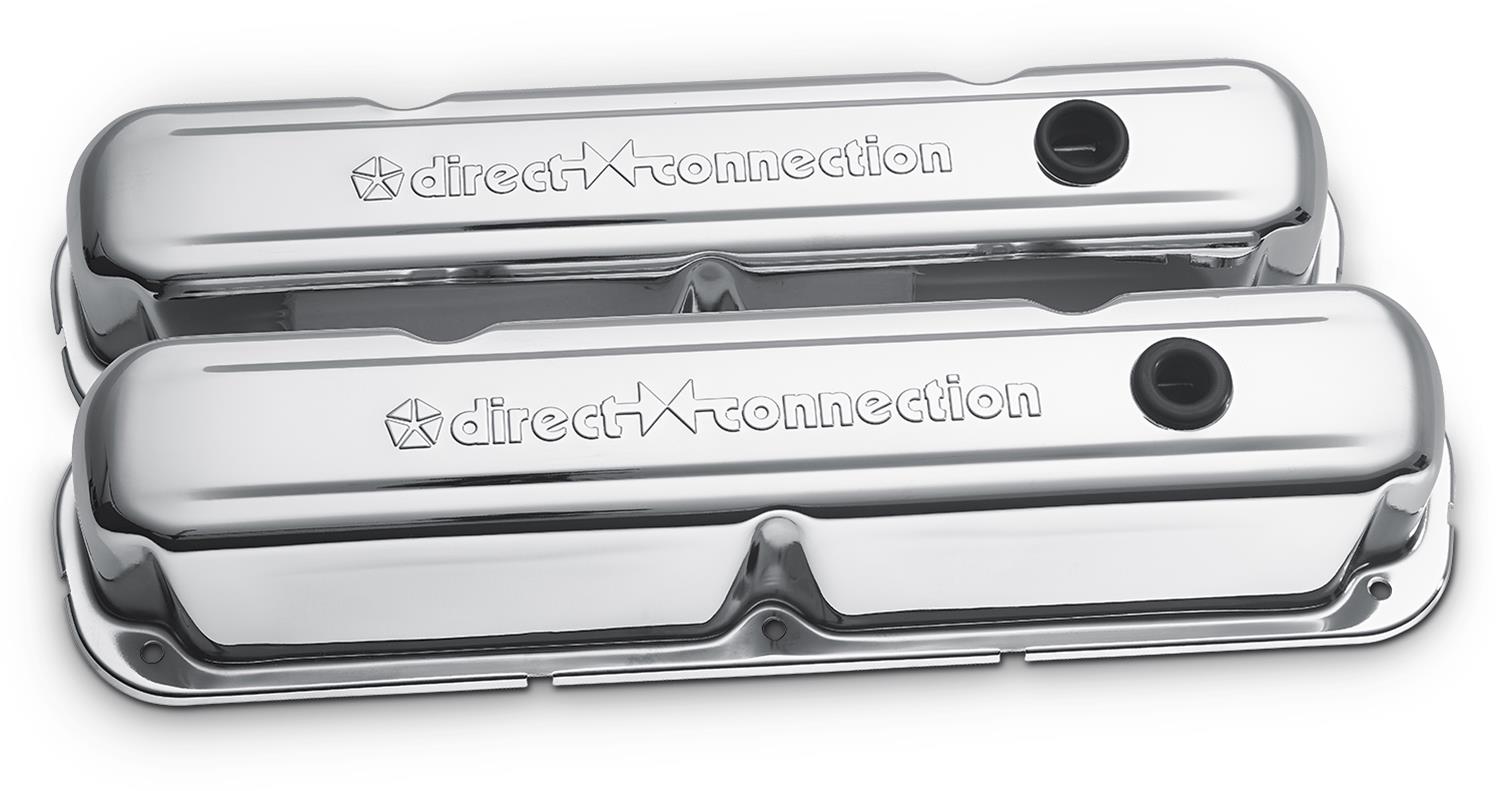 Proform Stamped Steel Mopar Valve Covers 440-301 Covers, Steel, Chrome, Direct Connection Logo, Mopar, Small Block LA, Pair thumbnail 2