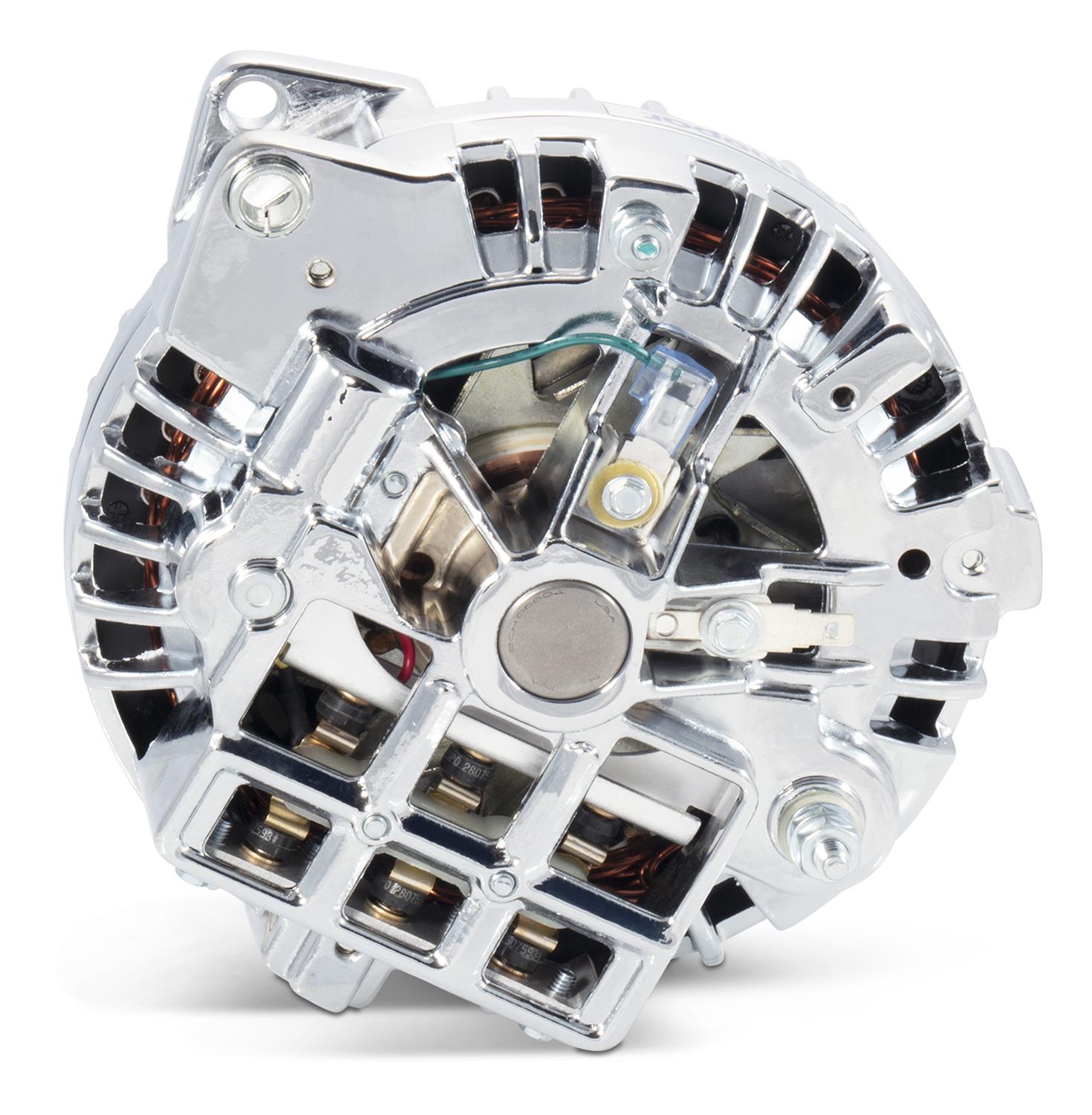 Proform Alternators 440-472 Alternator, Chrysler Square Back, Chrome, 110 amps, Internal Regulator, Blue Mopar Emblem, Chrysler, Dodge, Plymouth, Each thumbnail 3