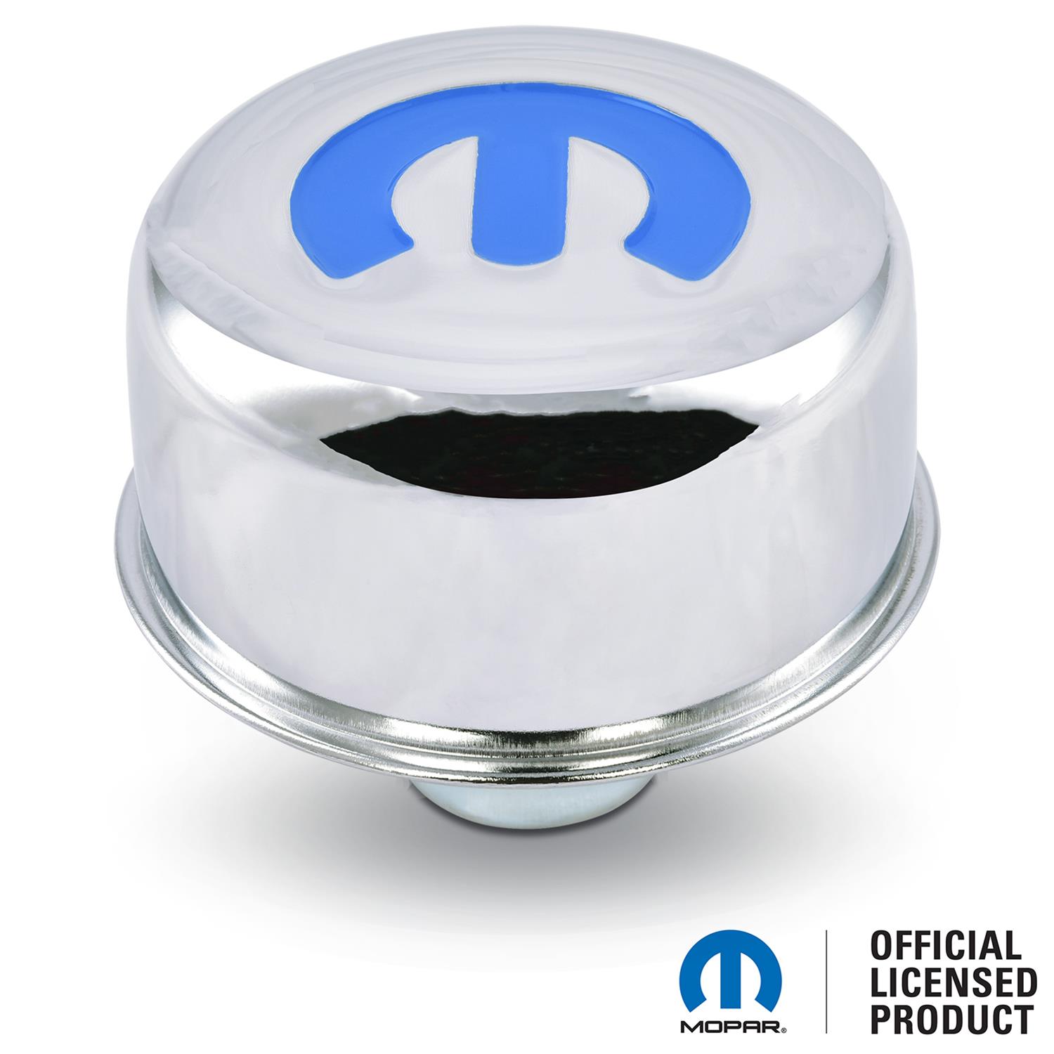 Proform Valve Cover Breathers 440-616 Breather, Push-in, Round, Steel, Chrome, Recessed Blue Mopar Emblem, 2.500 in. Diameter, 1.220 in. Hole Size, Each