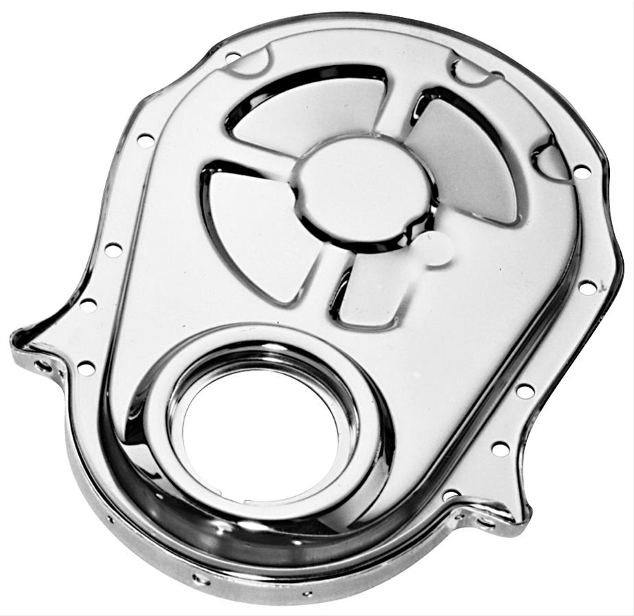 Proform Chrome Timing Chain Covers for Chevrolet 66153 Cover, 1-Piece, Steel, Plated, 10-Bolt, Each