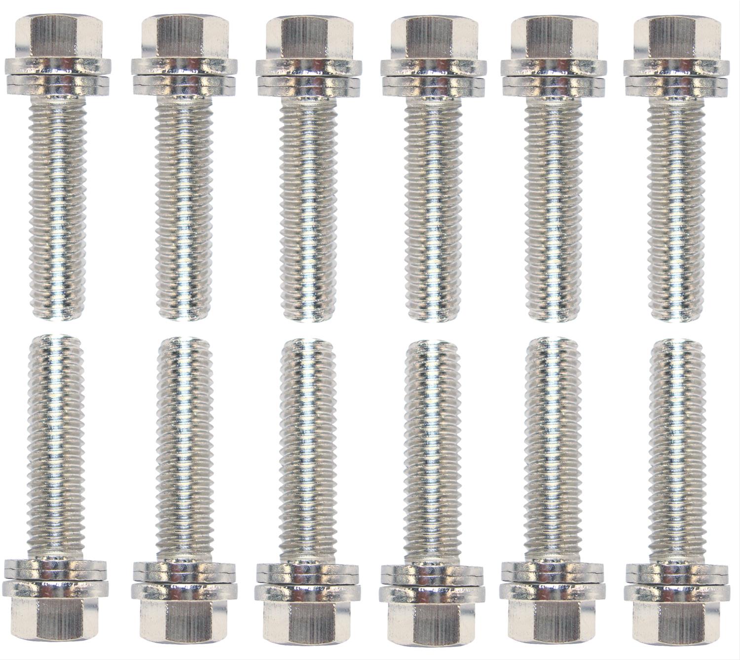 Proform Self-Locking Wedge Header Bolts 66754 Bolts, Hex Head, Steel, Nickel Plated, 8mm x 1.25, Chevy, 5.7, 6.0L, LS1, LS6, Set of 12 thumbnail 2