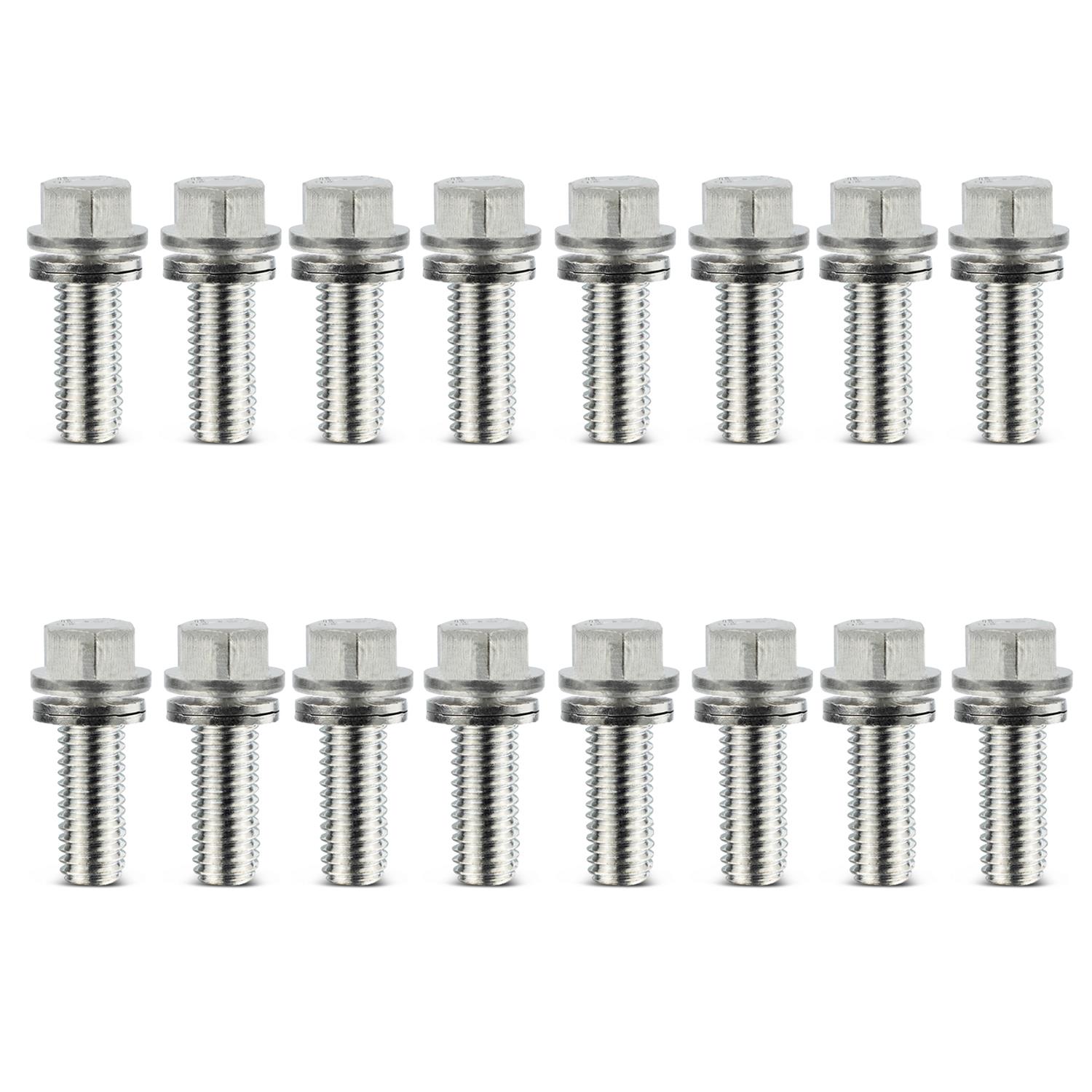 Proform Self-Locking Wedge Header Bolts 66823 Fasteners, Bolts, Hex Head, Steel, Nickel Plated, 3/8 in.-16 Thread Size, 0.750 in. Underhead Length, Set of 16