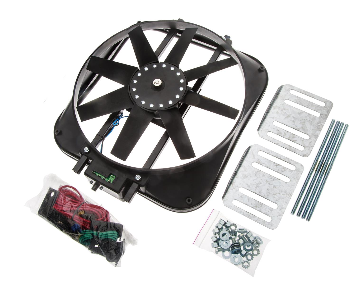 15 Inch 2,800 CFM Proform Electric Fan 67029 Fan, Electric, Single, 15.00 in. Diameter, cfm, 12 V, Puller, Black Plastic, Each