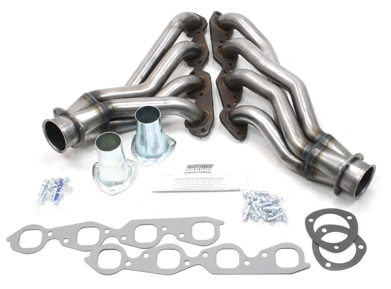Patriot Clippster Headers H8012 Headers, Clippster, Mid-Length, Steel, Natural, Chevy, Big Block, Pair