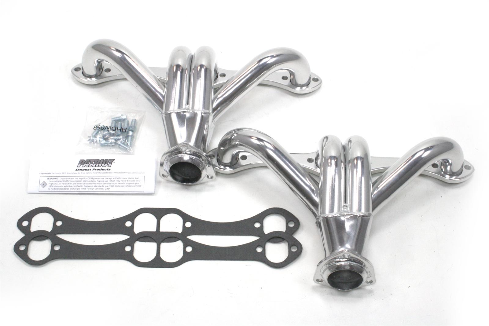 Patriot Tight Tuck Headers H8019-1 Headers, Tuck, Shorty, Steel, Ceramic Coated, Street Rod with Chevy, Small Block, Pair