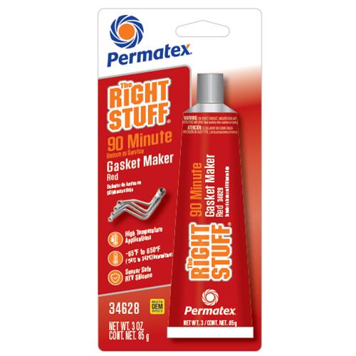 Permatex The Right Stuff Gasket Maker 34628 Maker, Stuff, 90 Minute, -65 to 650 degrees F, Red, 3 oz., Each