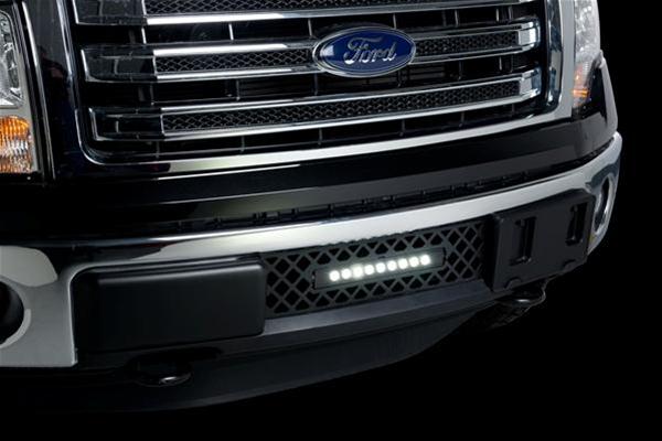 Putco 11-14 Ford F-150 - EcoBoost Bumper Grille Insert - Black SS Diamond w/ 10in Luminix Light Bar