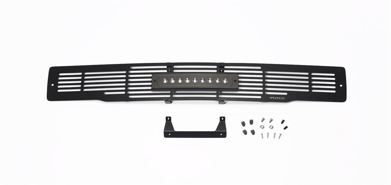 Putco 15-17 Ford F-150 - SS Black Bar Design w/10in Luminix Light Bar Bumper Grille Inserts