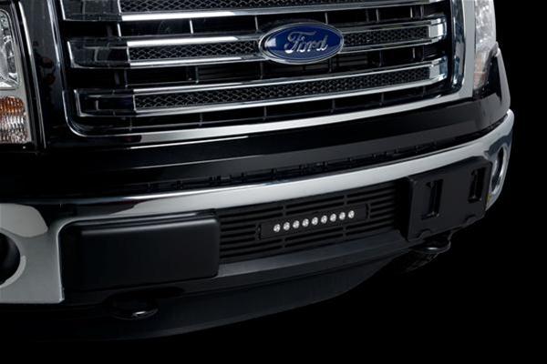 Putco 11-14 Ford F-150 - EcoBoost Bumper Grille Inserts - Black SS Bar and 10in Luminix Light Bar thumbnail 2