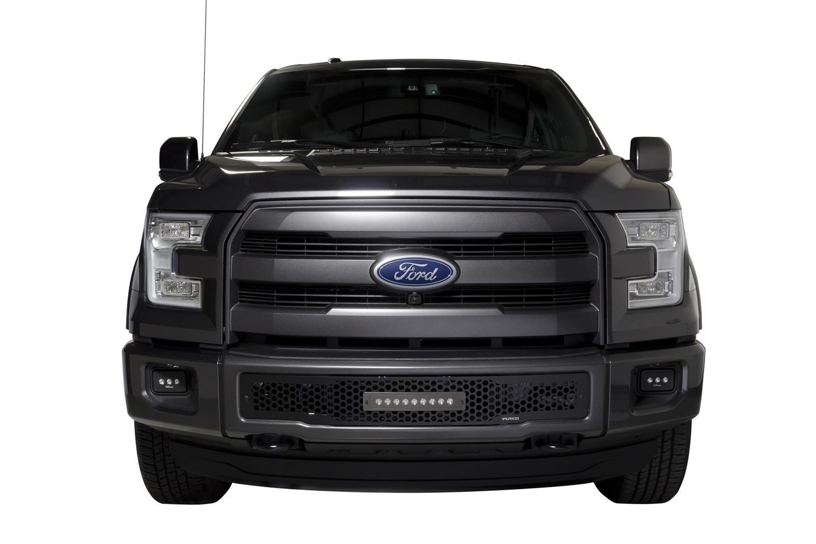 Putco 15-17 Ford F-150 - SS Black Punch Design w/ 10in Luminix Light bar Bumper Grille Inserts thumbnail 4
