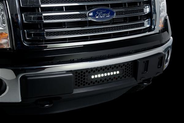 Putco 11-14 Ford F-150 - EcoBoost Bumper Grille Inserts - Black SS Punch w/ 10in Luminix Light Bar