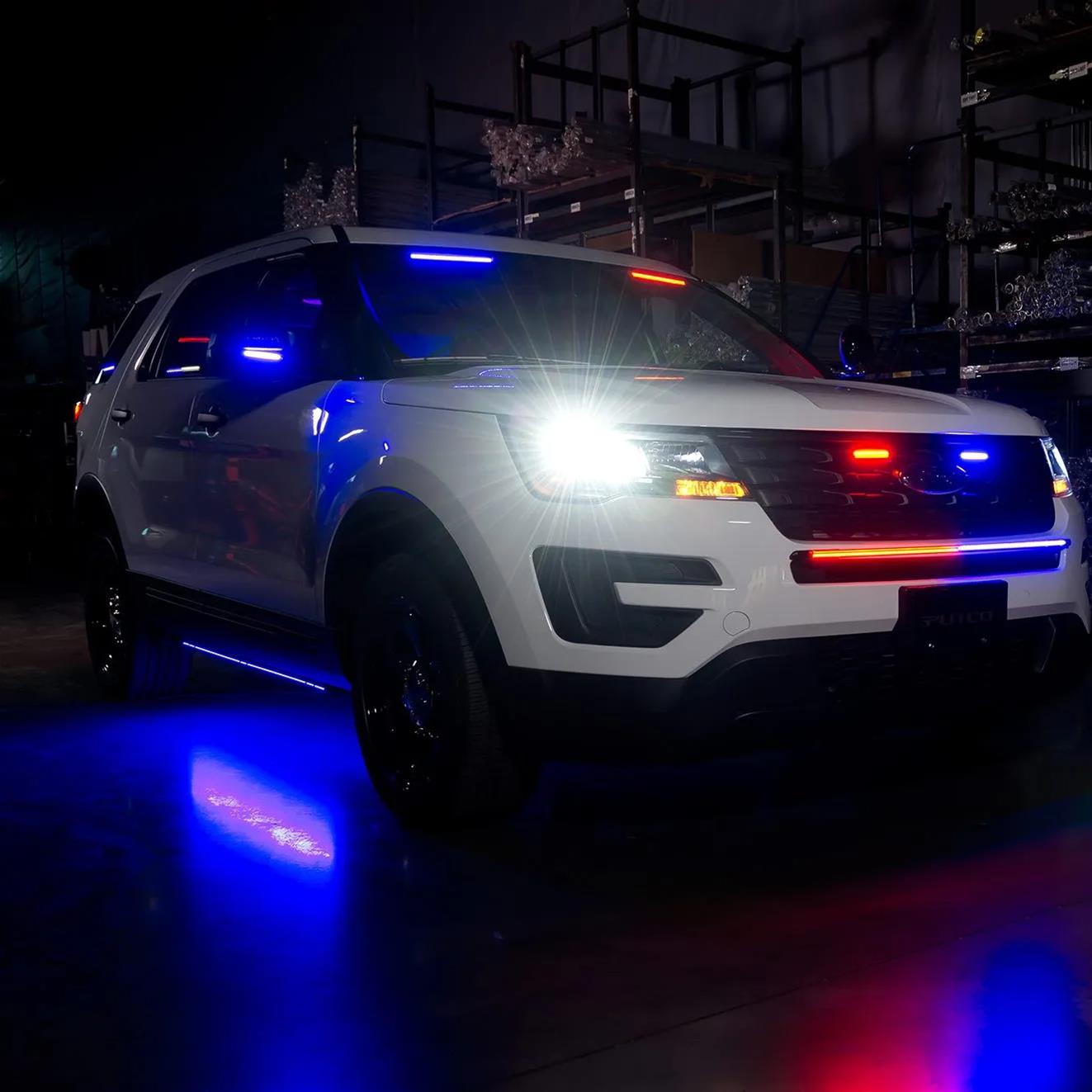 Putco 12In pair Red / Blue w/ 64 Strobe Patterns & White Over-Ride Light Bars E-Blades thumbnail 6