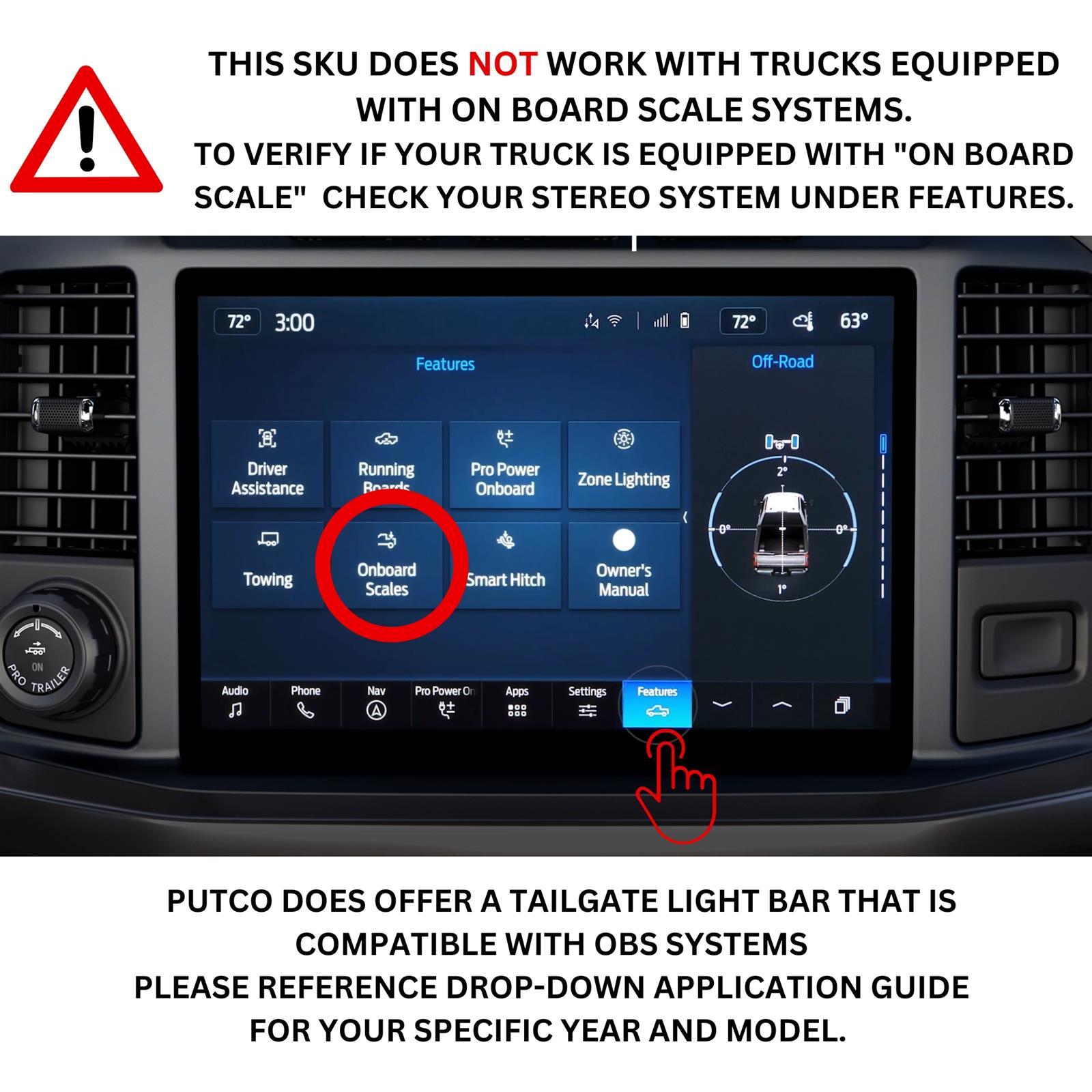 Putco Third Brake Light Assemblies 9201960-18 Blade Direct Fit Kits 2022-2024 60" Direct Fit Blade Kit for Ford F-150 Lightning