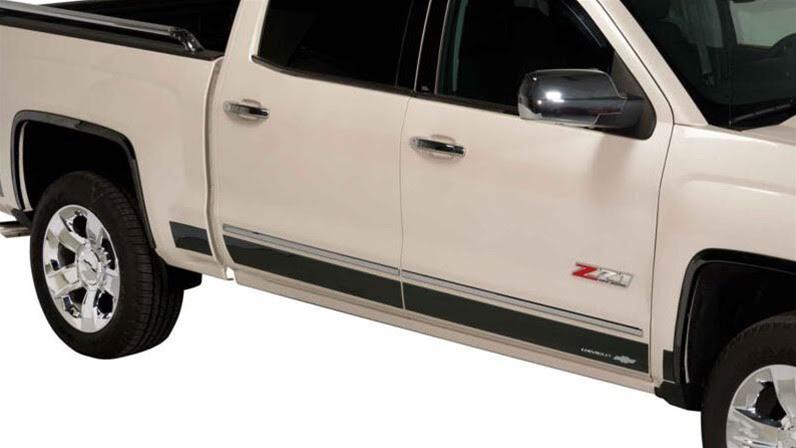 Putco Rocker Panels for 2014-2018 SILVERADO 1500, 2015-2019 2500 HD, 2015-2018 3500 HD - 9751219BPGM Panel Cover, Stainless Steel, Black, 6.000 in., Adhesive Tape, Chevrolet, Each thumbnail 2