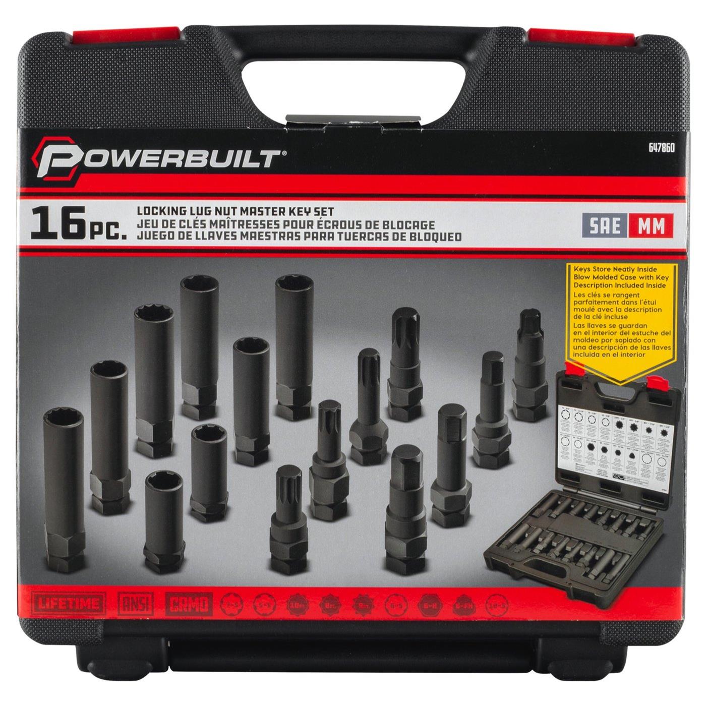 Powerbuilt Tools 647860 Powerbuilt 16-Piece Master Locking Lug Nut