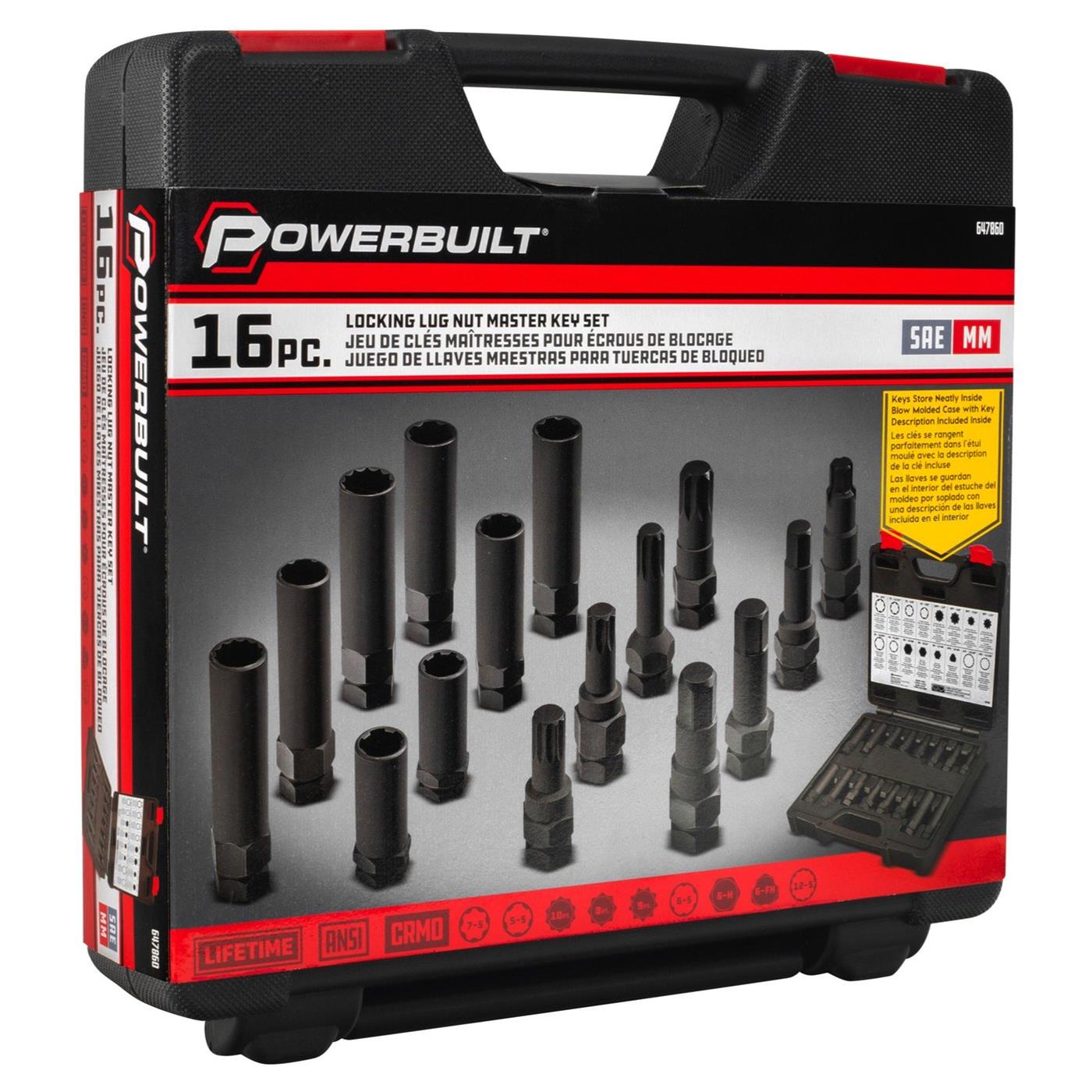 ホーク Powerbuilt Tools 647860 Powerbuilt 16-Piece Master Locking Lug Nut