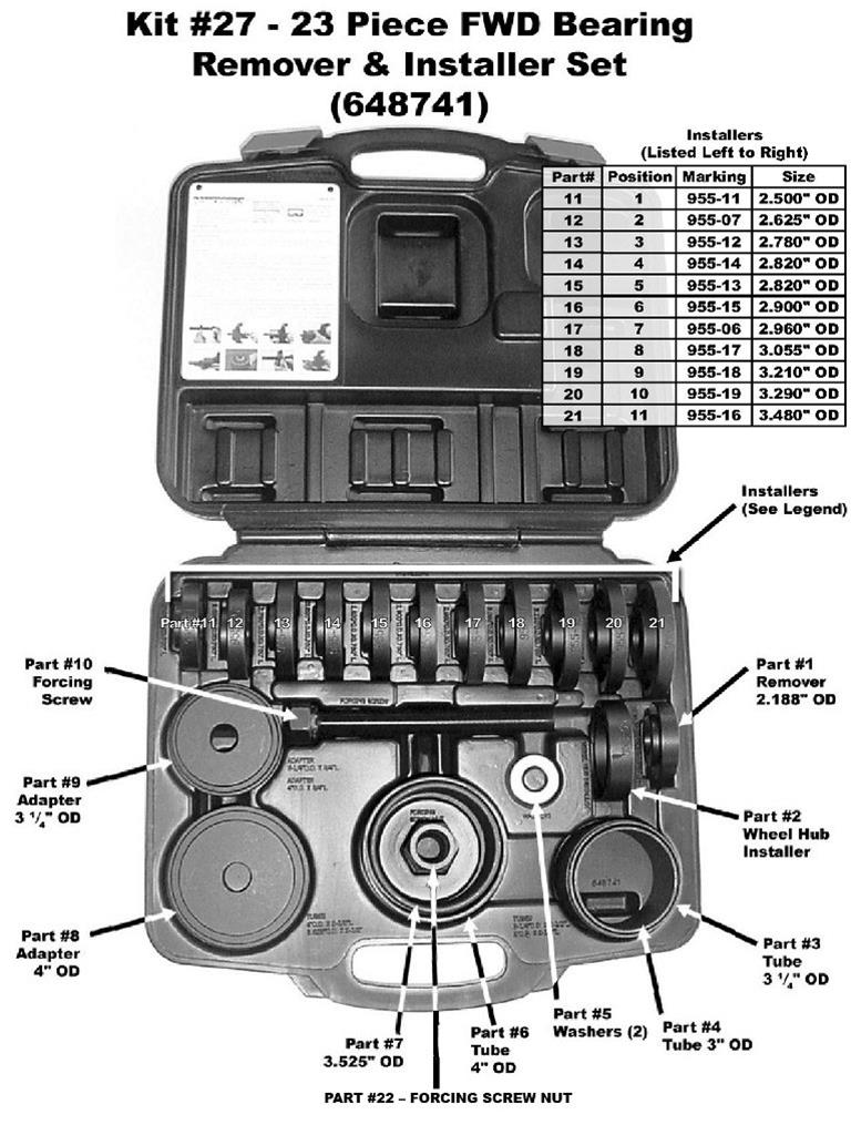 Powerbuilt Tools 648741 Powerbuilt 23Piece FWD Bearing Removal and