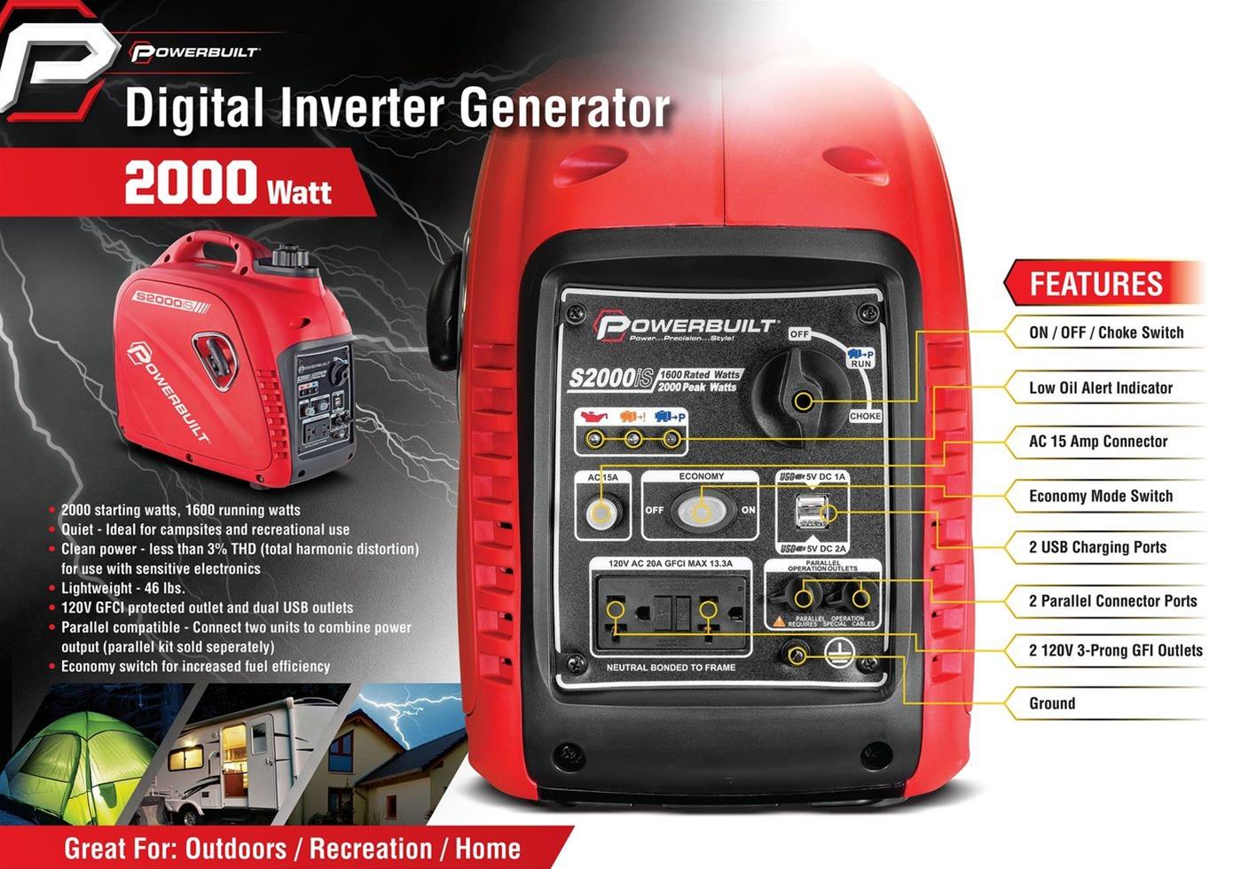 Powerbuilt Tools 941564 Powerbuilt 2000 Watt Portable Inverter