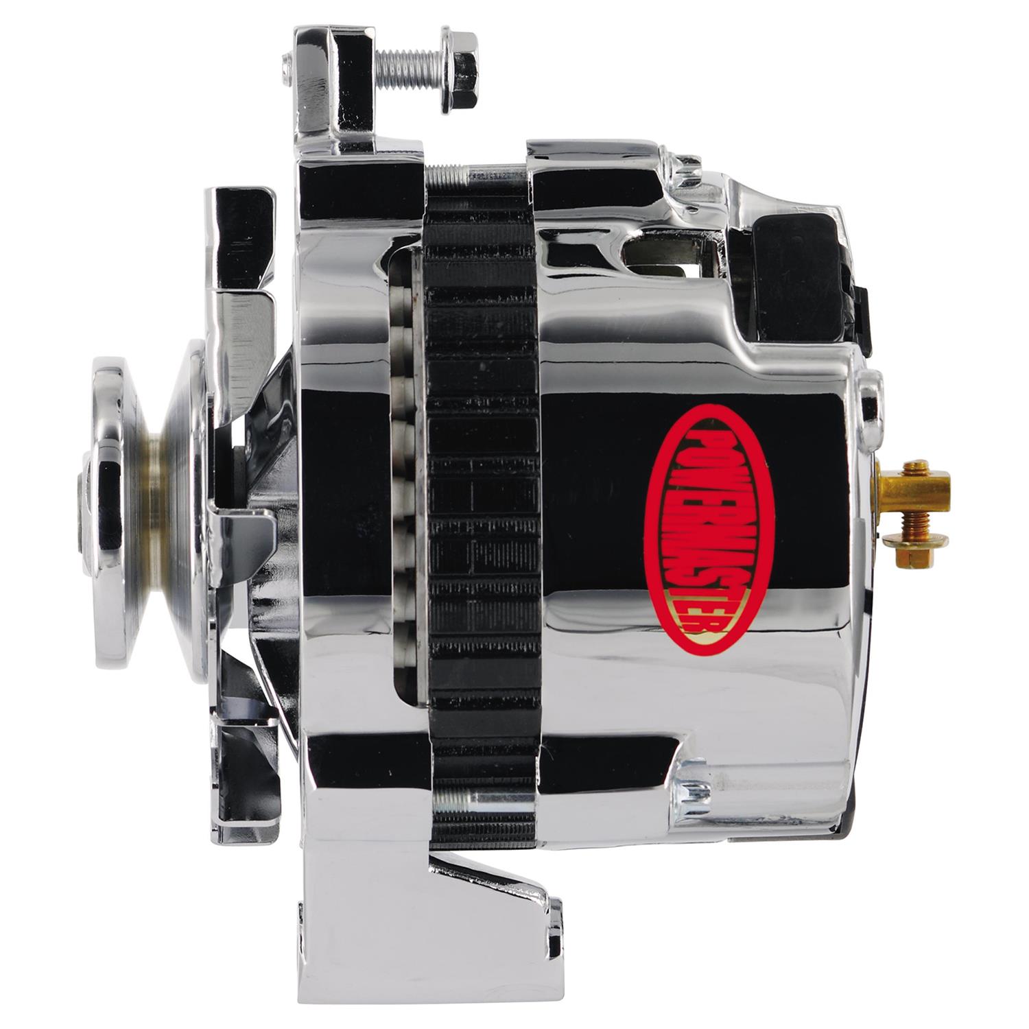 Powermaster Street Alternators 378021 Alternator, Internal Regulator, 140 Amp, Chrome Plated, Center Offset, Chevy, GMC, Oldsmobile, Pontiac, Each thumbnail 7