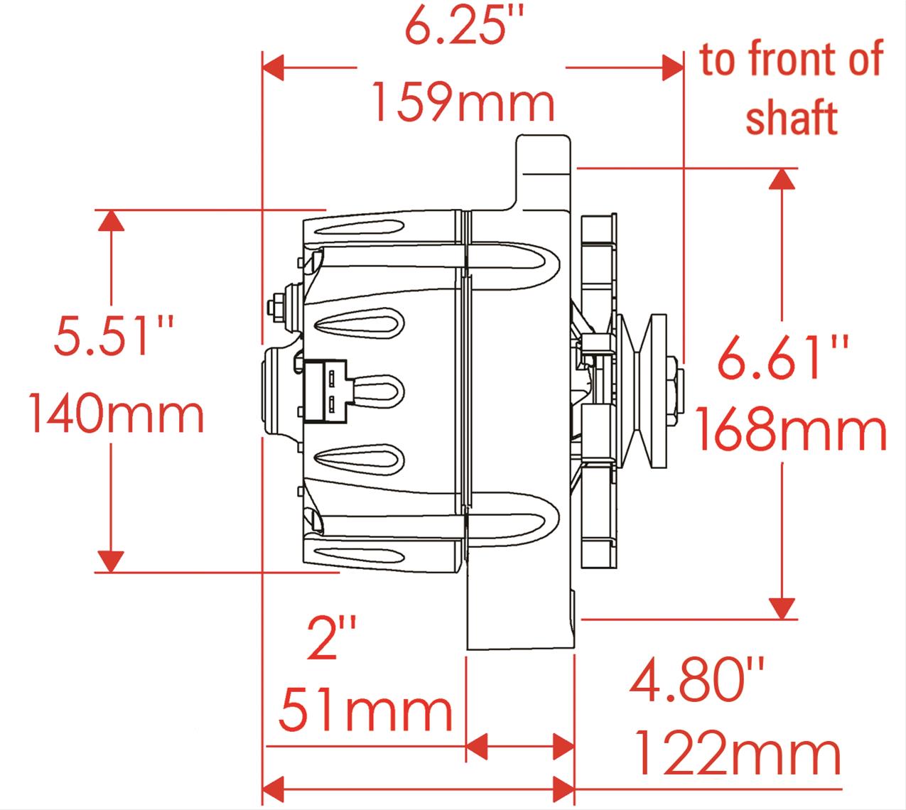 Powermaster Street Alternators 7294 Alternator, Internal Regulator, 100 Amp, Natural, AMC, Buick, Oldsmobile, Pontiac, Chevy, GMC, Each thumbnail 6