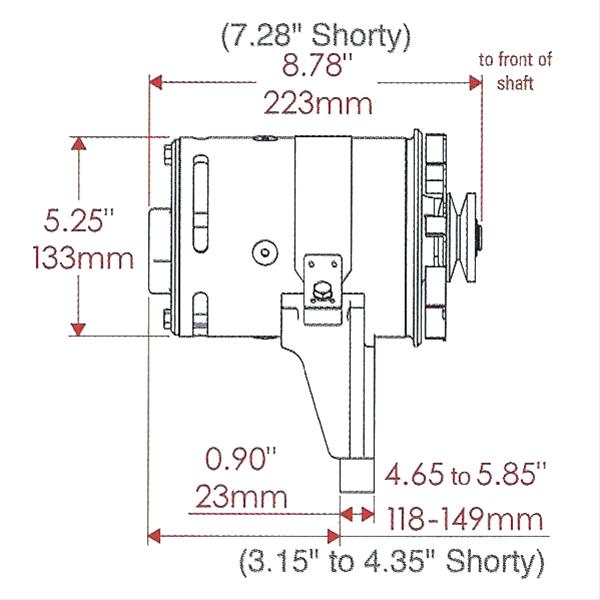 Powermaster PowerGEN Alternators 82021 Alternator, PowerGEN, Internal Regulator, 90 Amp, 12 V, Black Powdercoated, 2.6 in. Pulley, Each thumbnail 5