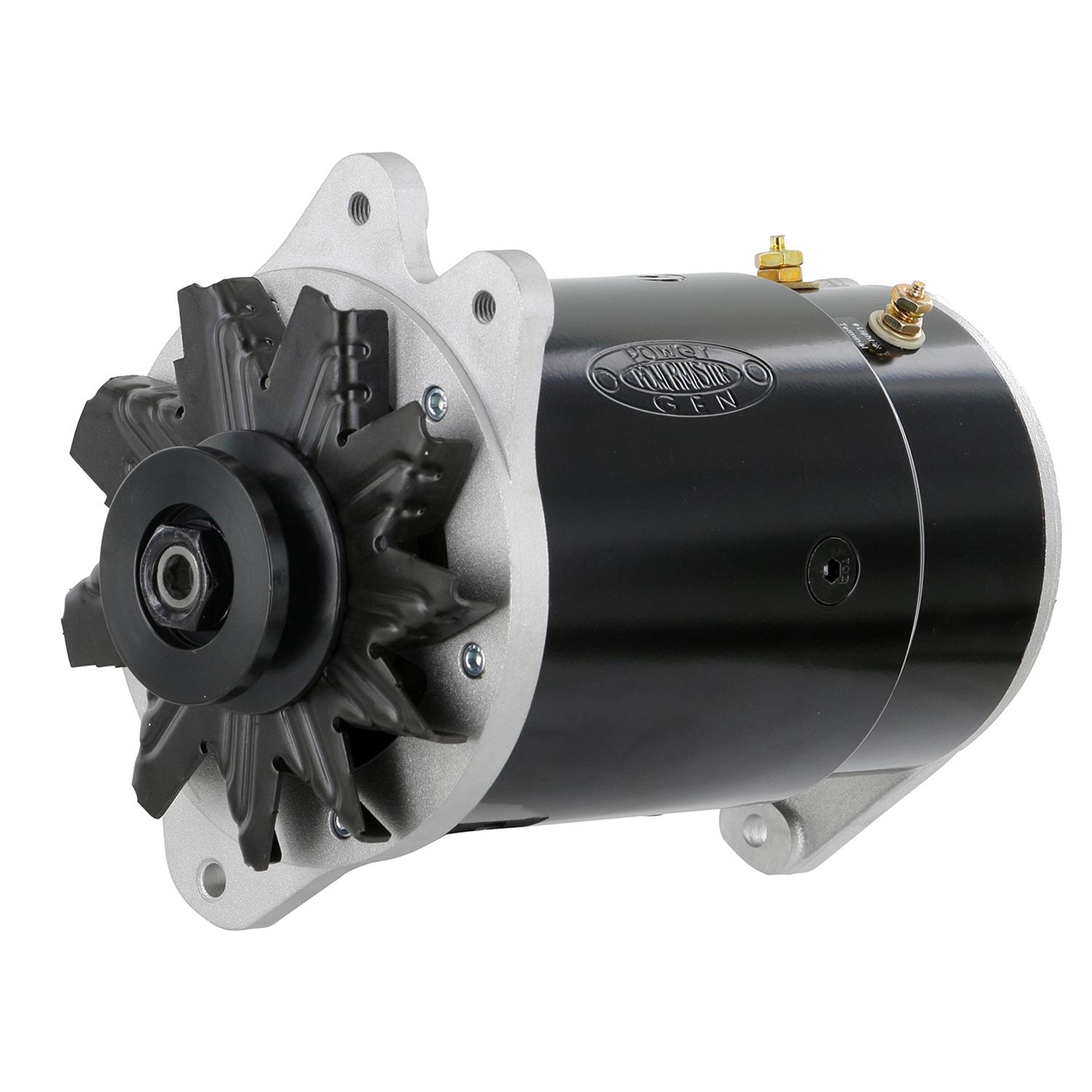 Powermaster PowerGEN Alternators 82112-2 Alternator, PowerGEN, Generator Case, 90 amps, 12 V, V-Belt Pulley, Black Powdercoated, Internal Regulator, Dodge, Jeep, Plymouth, Studebaker, Each thumbnail 4
