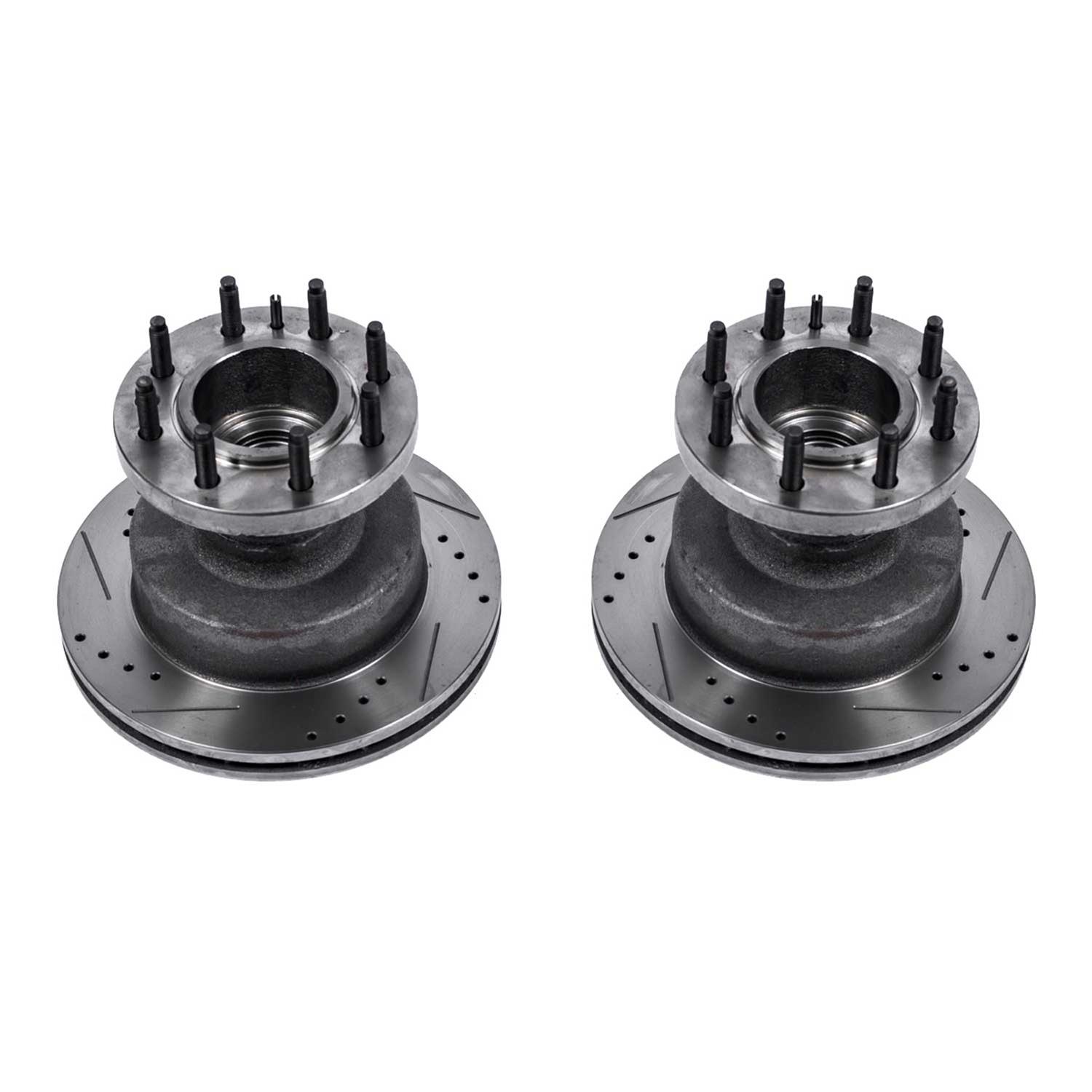 PowerStop Evolution Drilled and Slotted Rotors AR-8542XR Brake Rotors, Evolution, Cross-drilled Slotted, Iron, Zinc Plated, 13.00 in. O.D., Applications with Dual Rear Wheel, Front Right, Ford, Each thumbnail 4