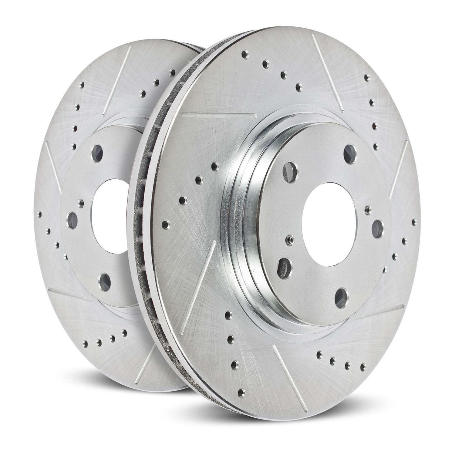 Power Stop 10-15 BMW 750i xDrive Front Drilled & Slotted Rotor - Pair (1x psbEBR1219XR, 1x psbEBR1220XL)